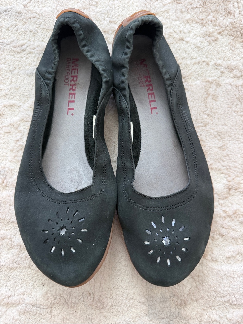 Merrell Black Women's Slip-On Ballet Flats with Perforated Toe